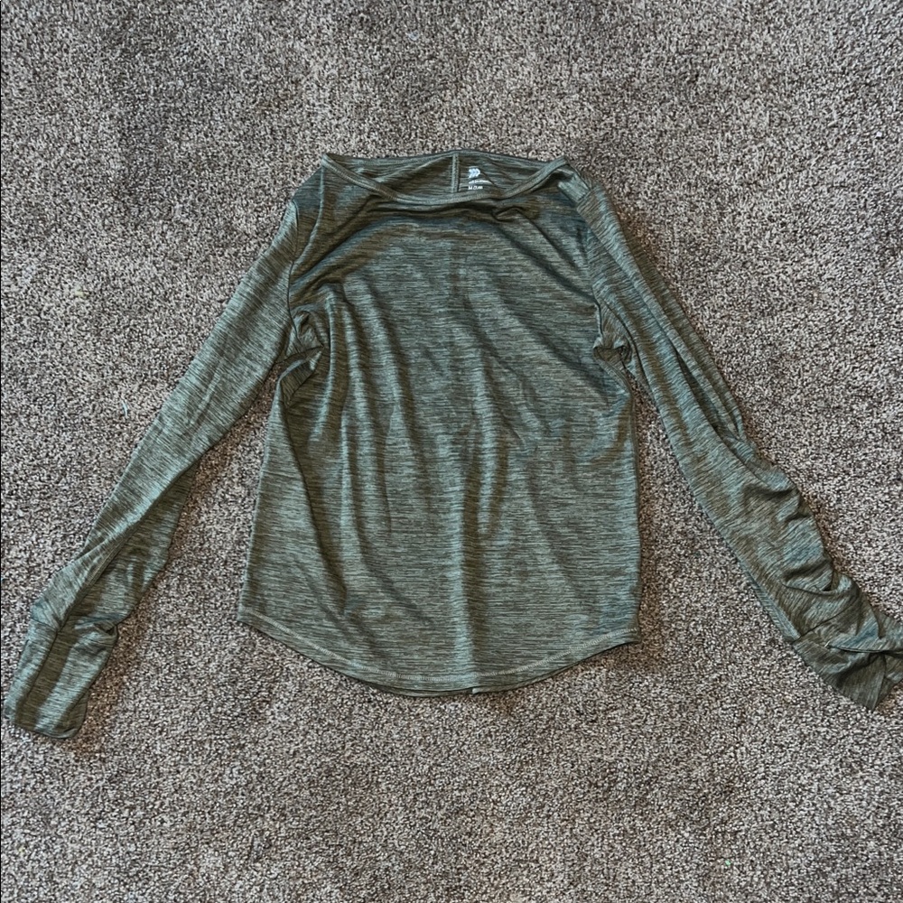 All in Motion Long Sleeve Heathered Green Top
